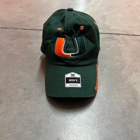 Y2K‎ brand new embroidered UMiami Hurricanes green and orange adjustable hat - Picture 1 of 4